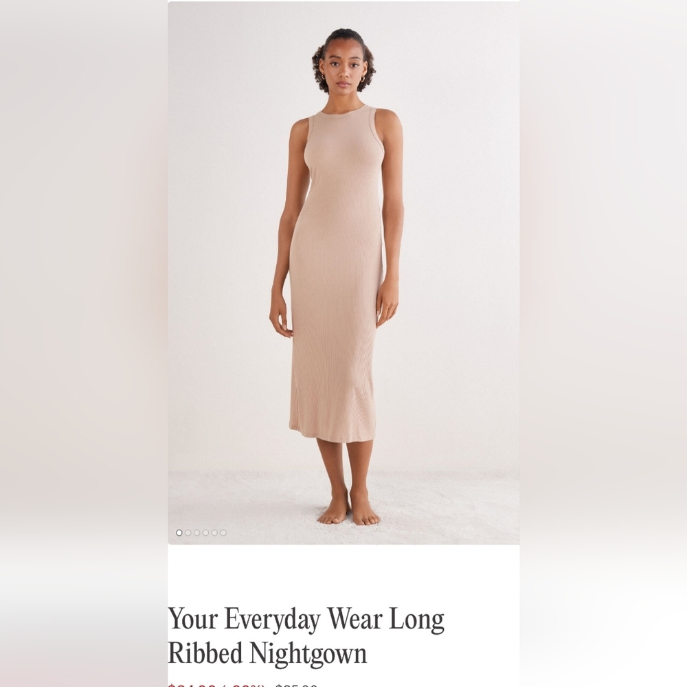 Intimissimi Tan Ribbed Long Nightgown